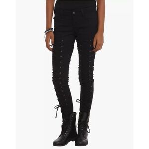 Royal Bones by Daang Goodman Tripp NYC Black Lace-Up Jeans Size 7 (Juniors)